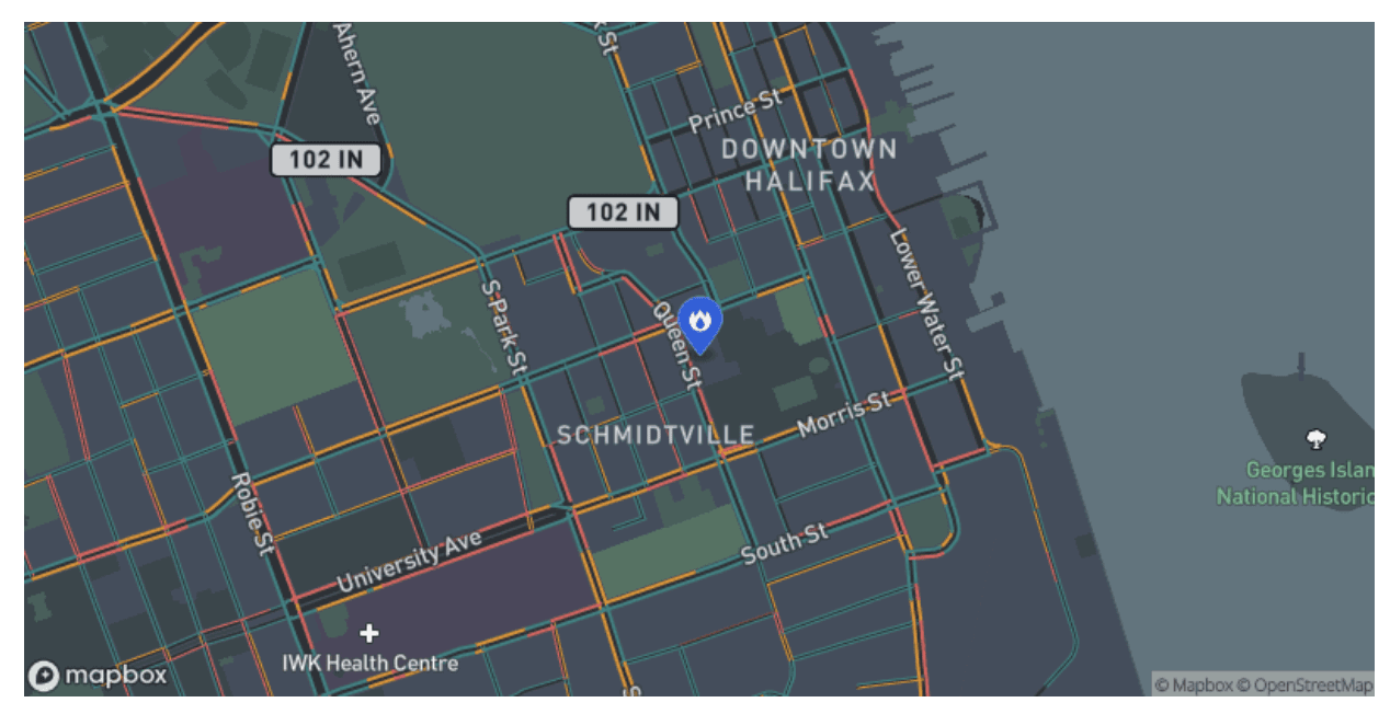 Screenshot: map with custom style