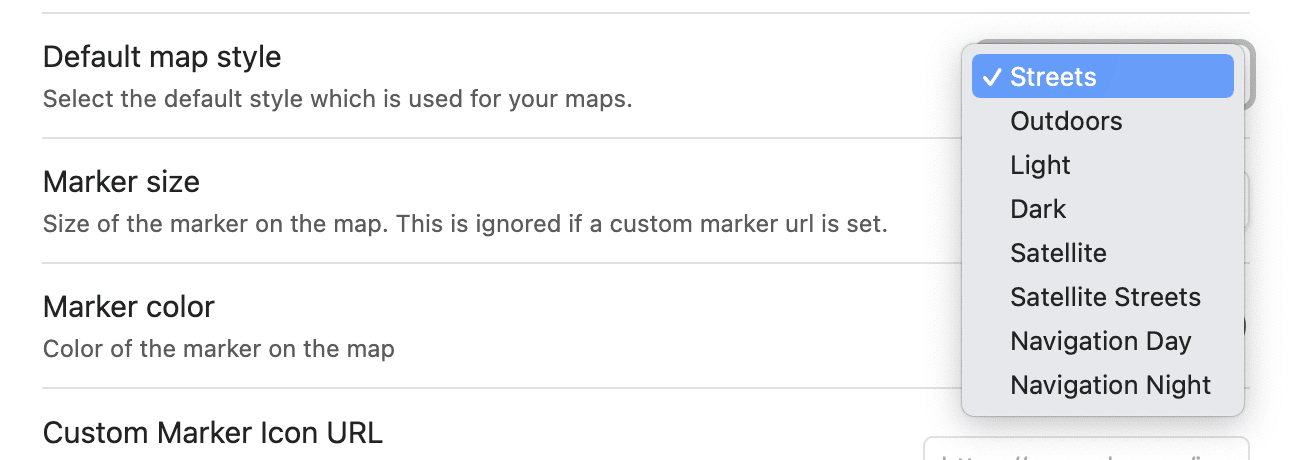 Screenshot map styles