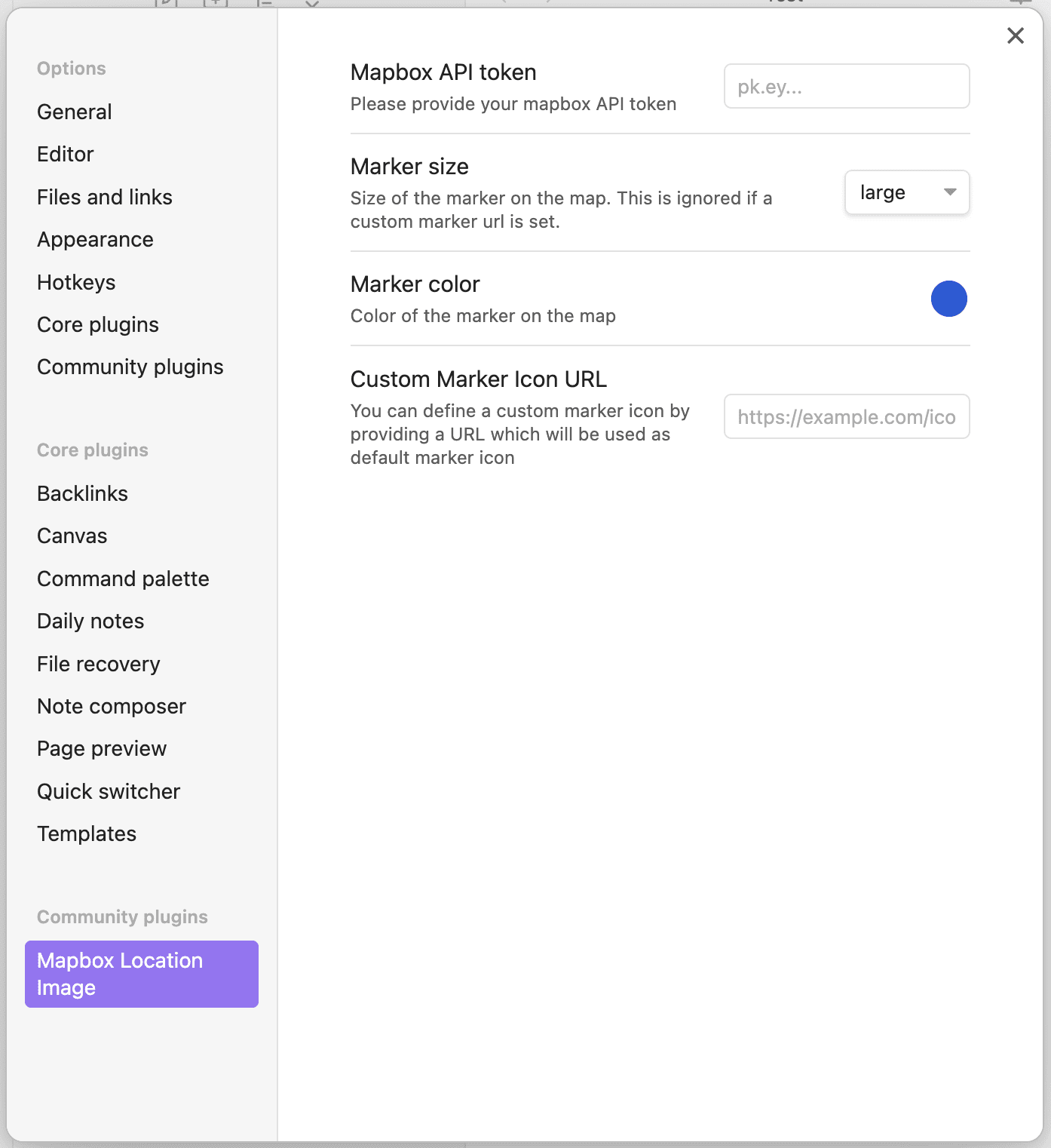 Screenshot plugin settings